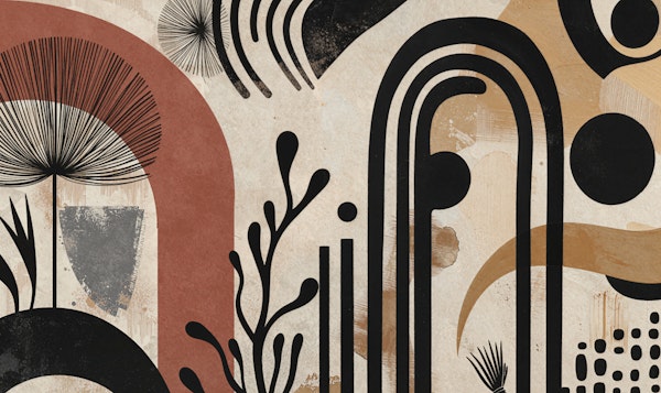 Boho Geometric Botanical Mural