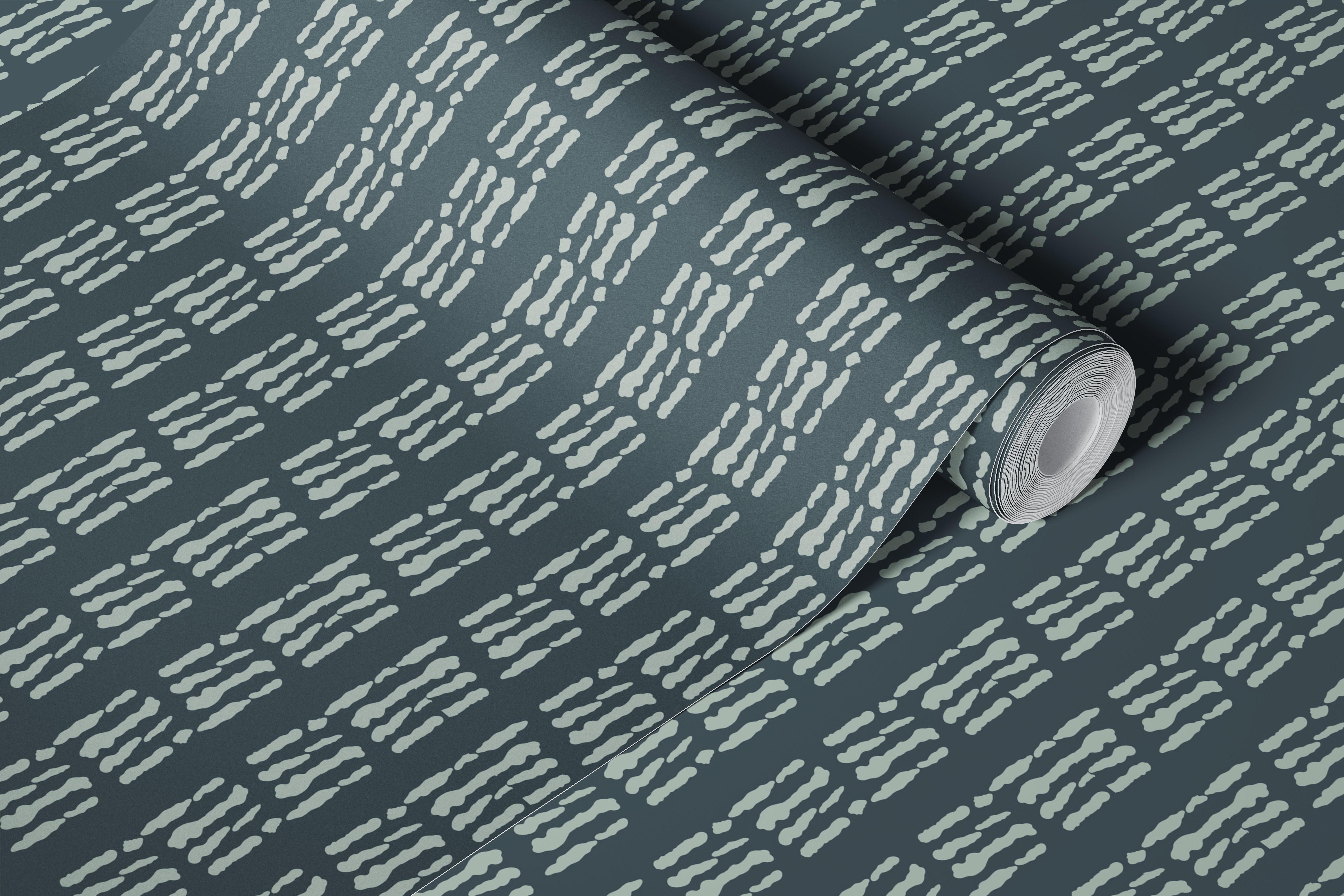 Deep Green Dash Grid wallpaper in a room