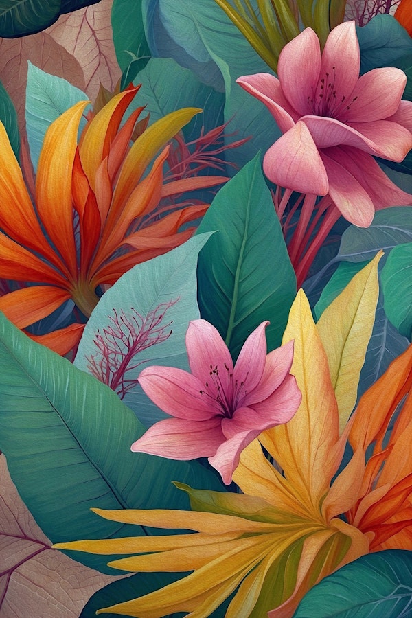 Exotic Flowers and Leaves