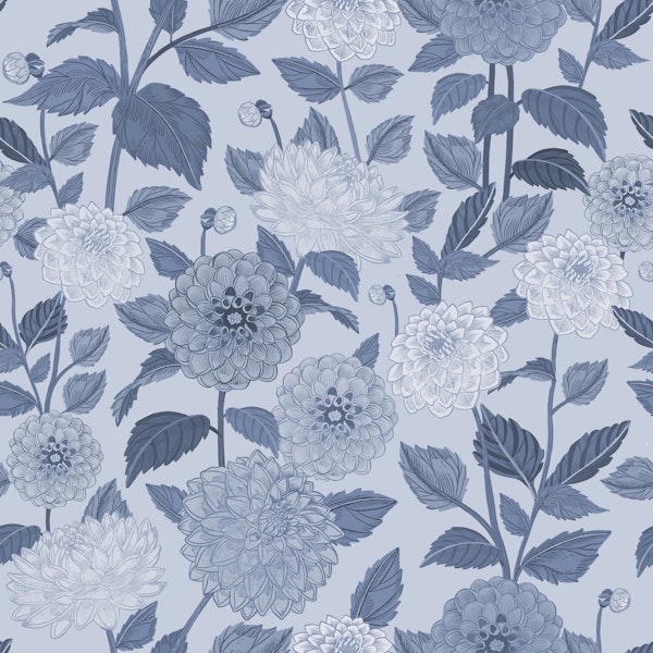 Vintage Indigo Dahlias