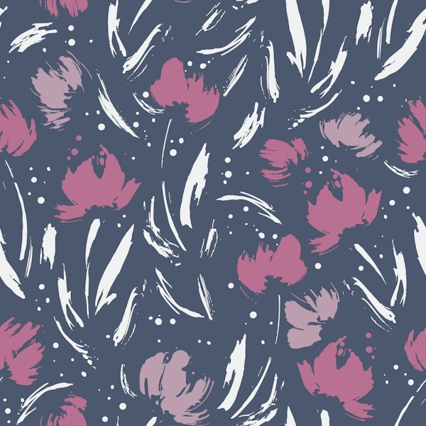 Midnight Bloom Purple Brush Florals
