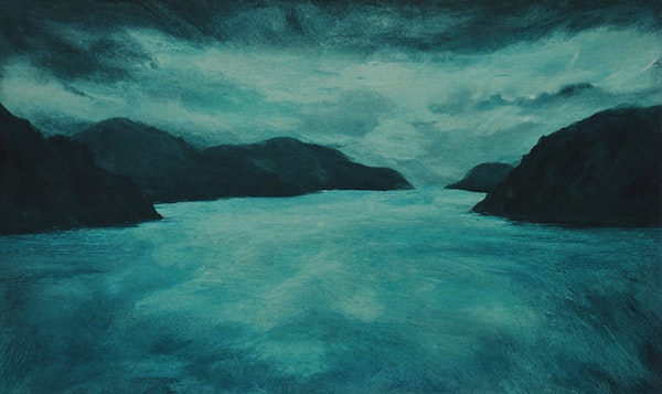 Moody Teal Seascape Mural