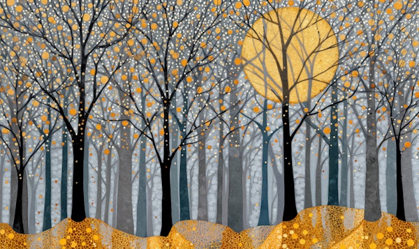 Golden Forest Abstract Mural