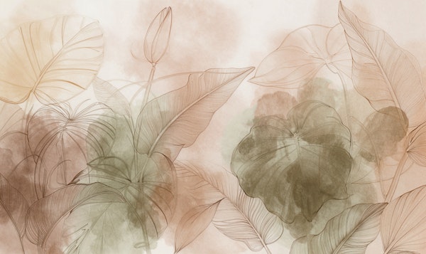 Minimal Tropical Leaves Mural