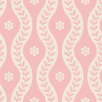 Modern Wavy Vines with Daisy - Pink Beige 1 wallpaper