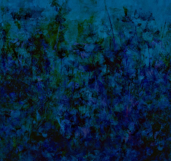 Dark Teal Floral Grunge Texture