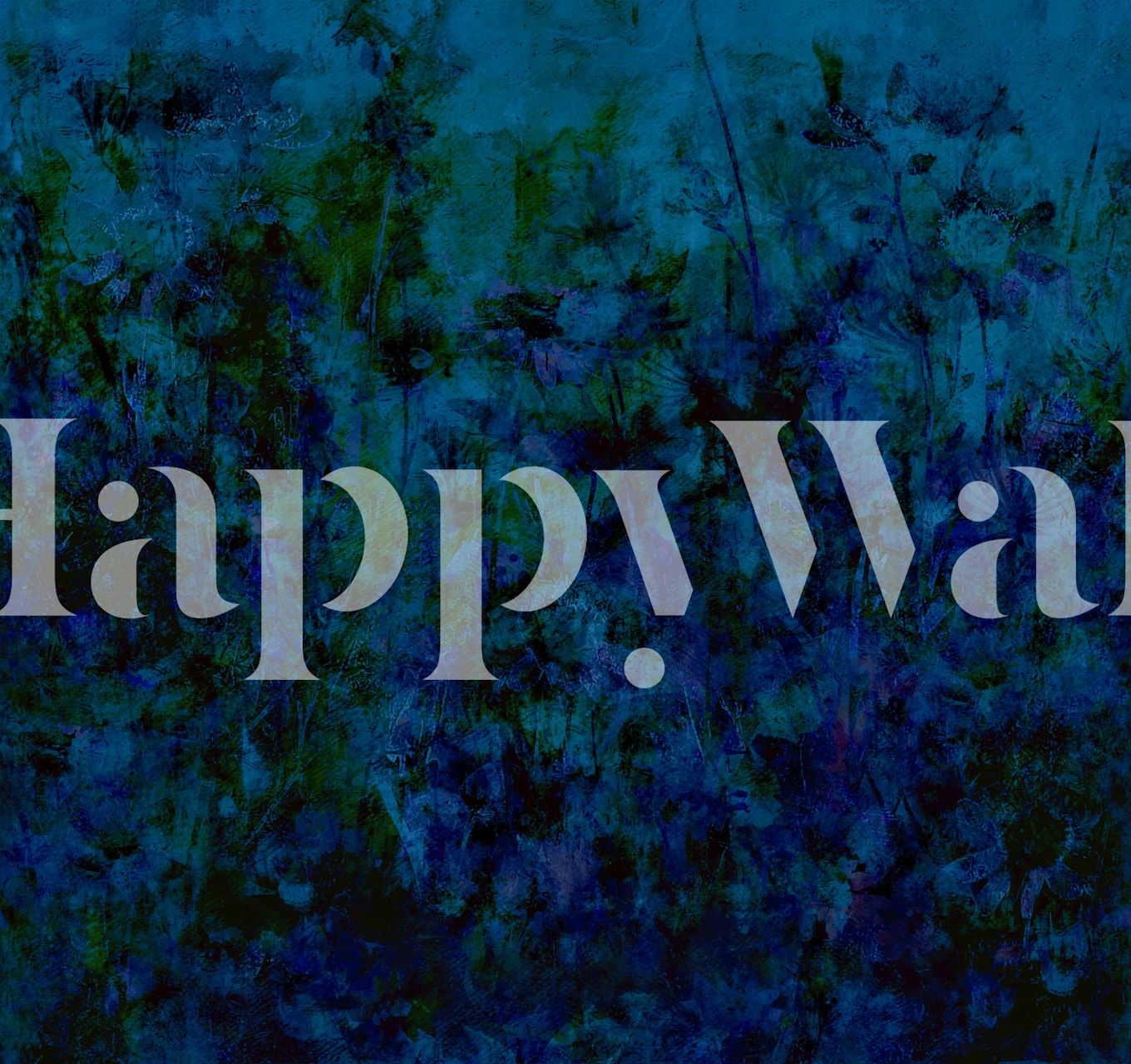 Dark teal floral grunge texture wallpaper in a room