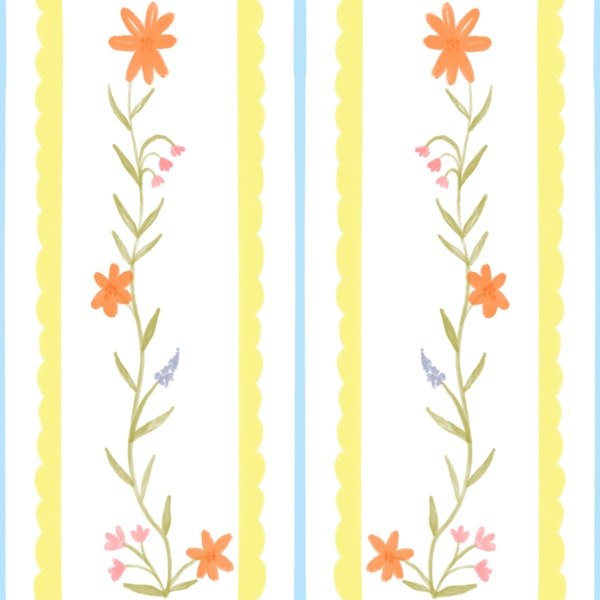 Striped Floral Scallop Garden Pattern