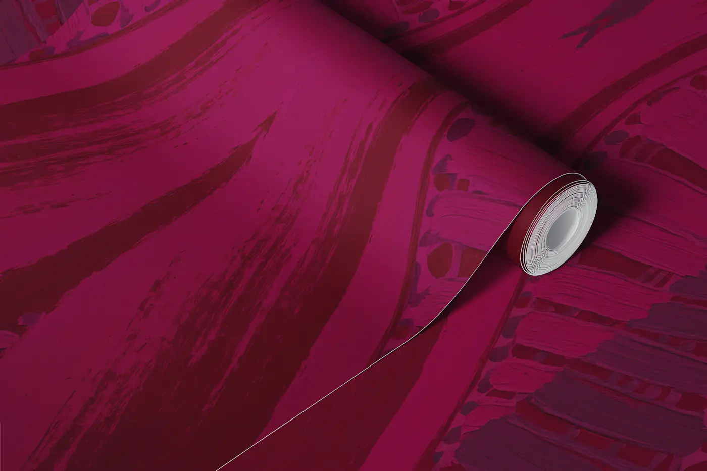 Magenta Cherry Wavy Botanical Texture wallpaper roll