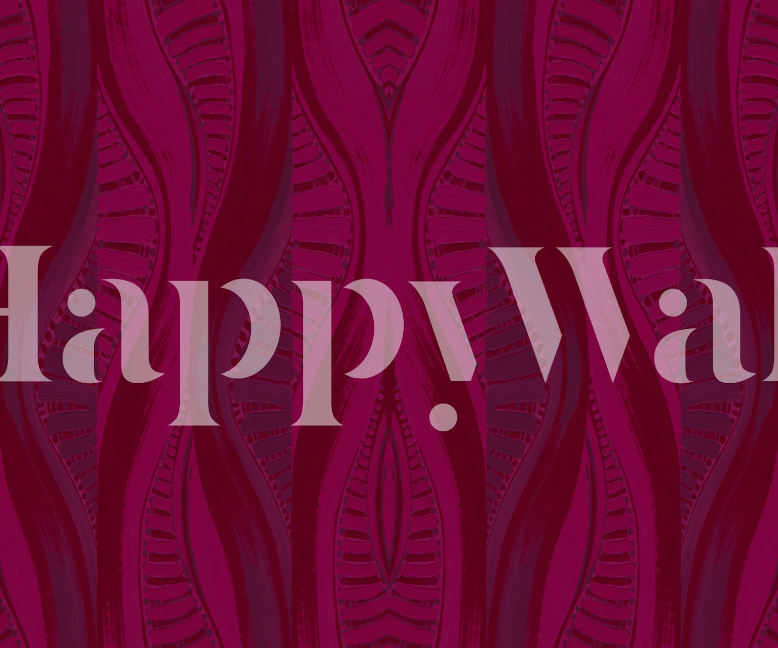 Wavy magenta cherry botanical wallpaper in a room