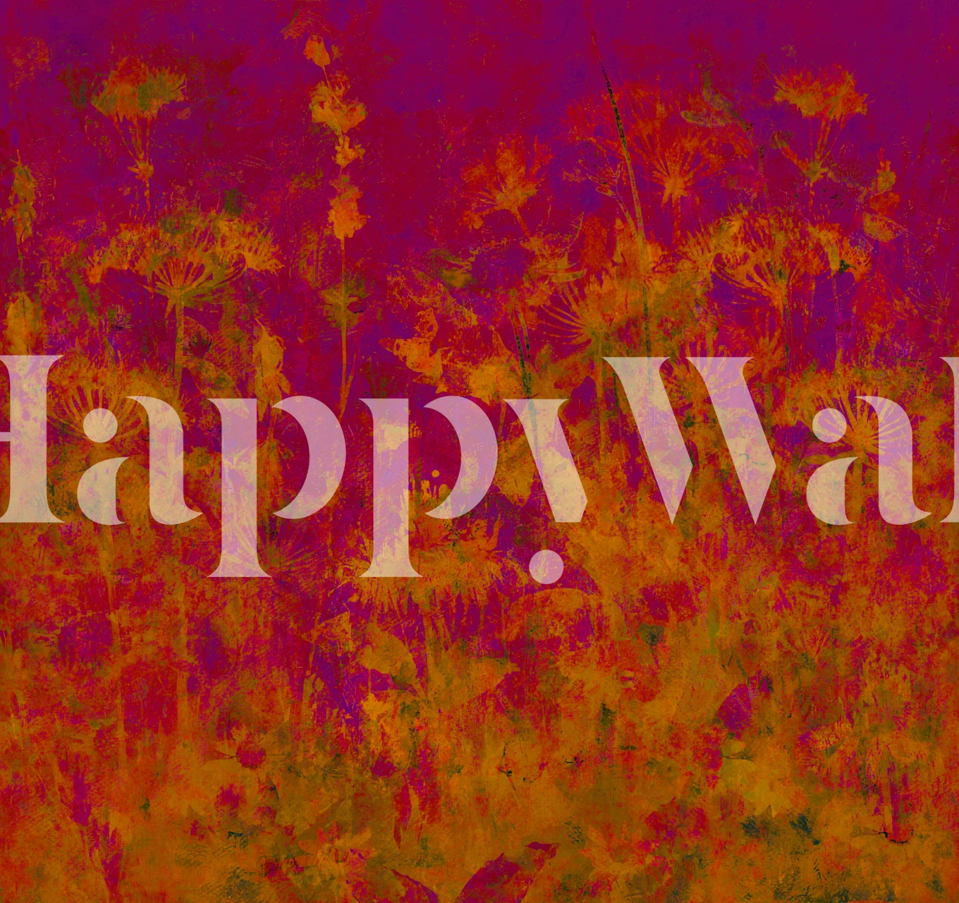 Magenta Sunset Botanicals wallpaper in a room