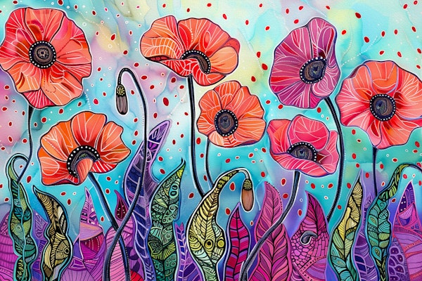 Whimsical Poppy Flowers