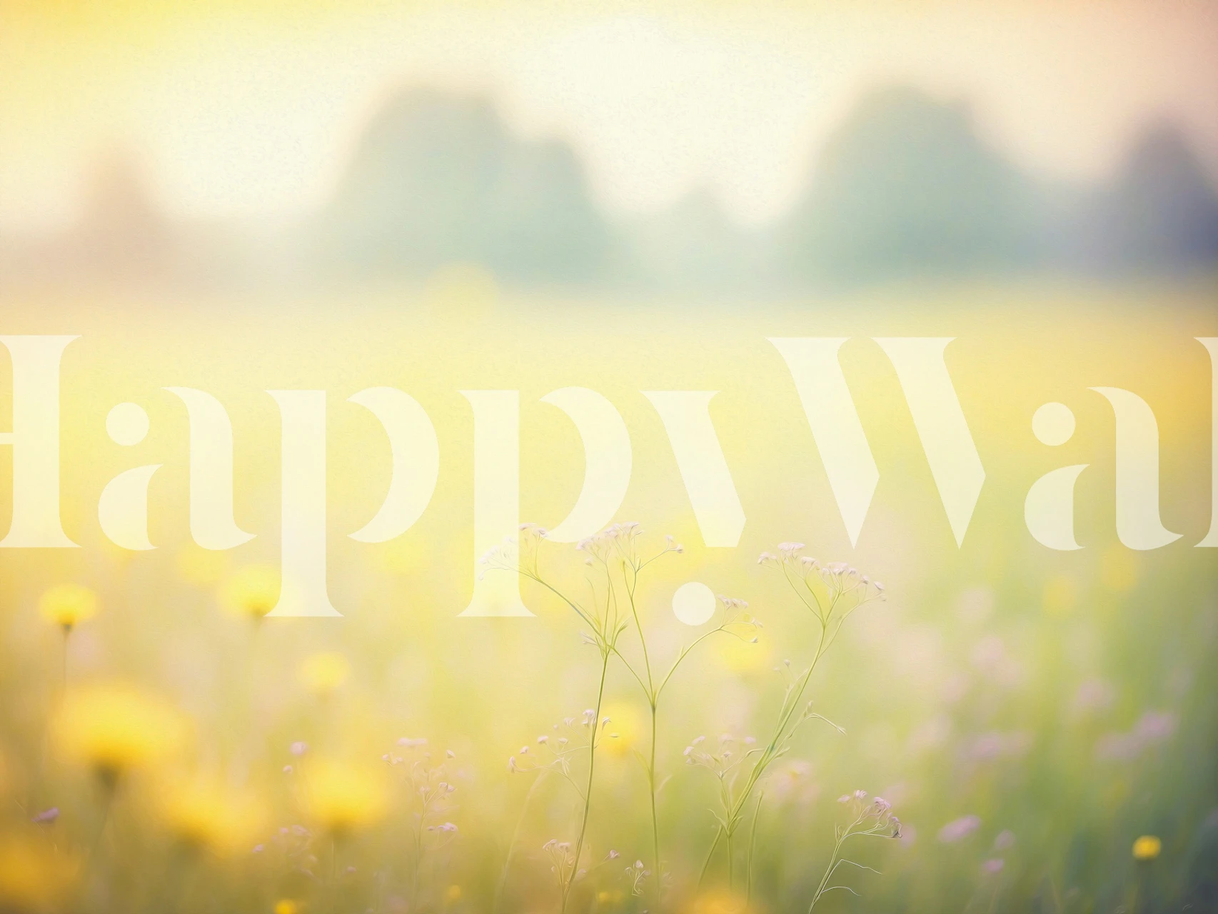Blurred meadow wallpaper in a room