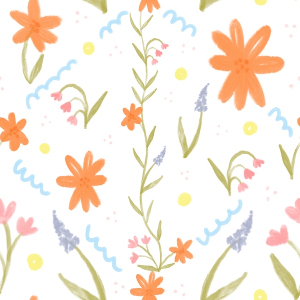 Whimsical Scattered Floral Garden Pattern