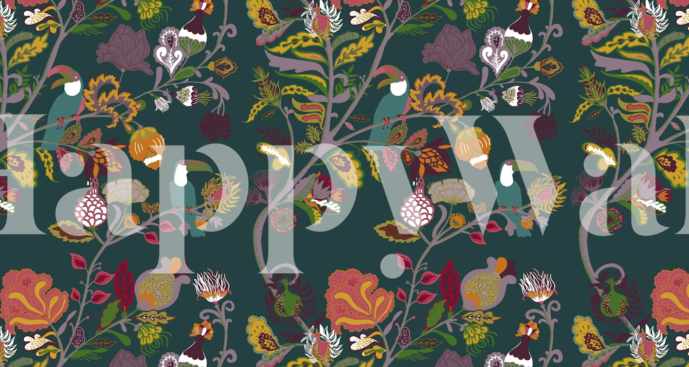 Toucans Indienne in Warm Tones wallpaper