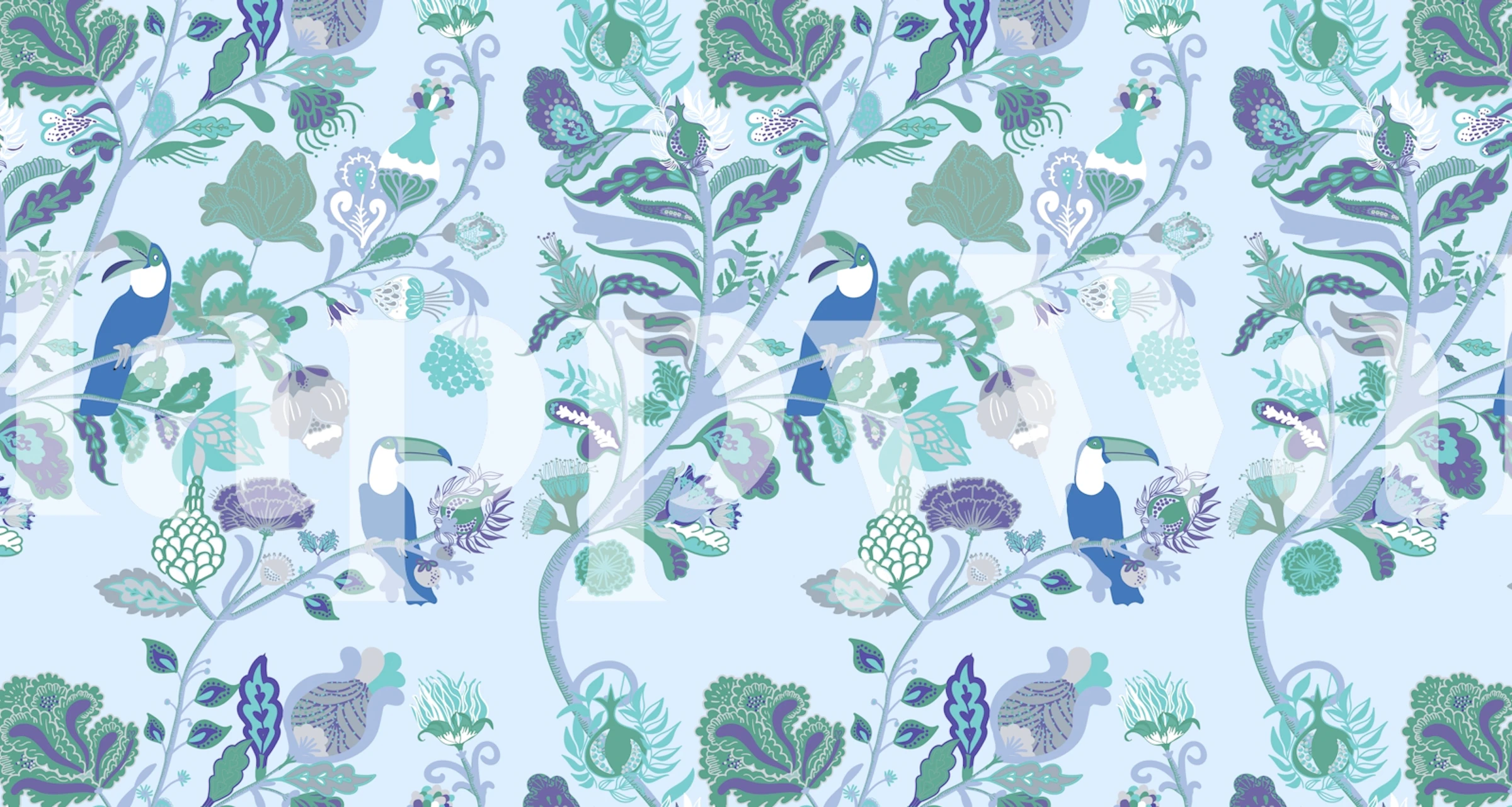Toucans Indienne in Blue tapettisuunnittelu