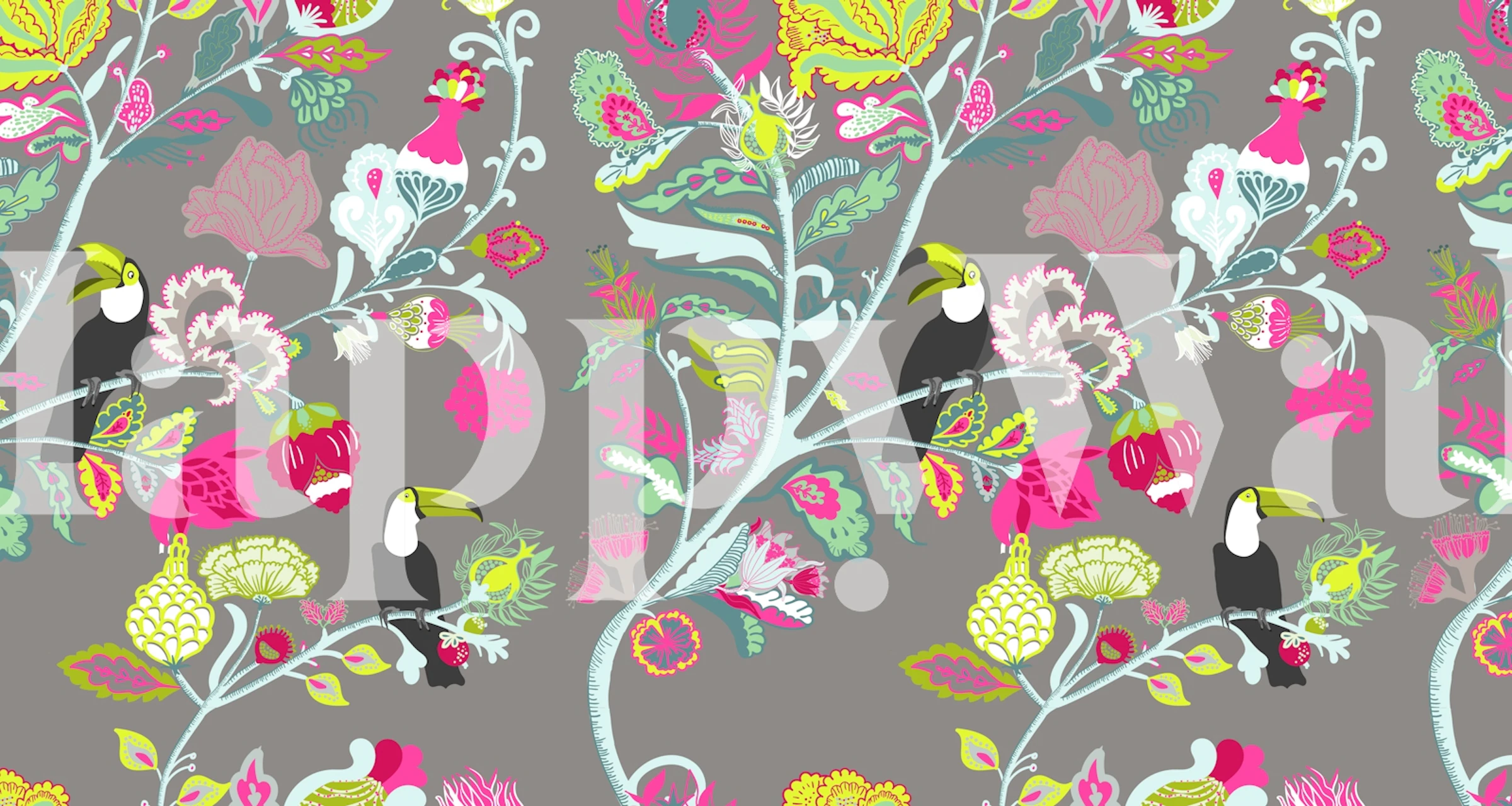 Toucans Indienne Bright wallpaper in a room