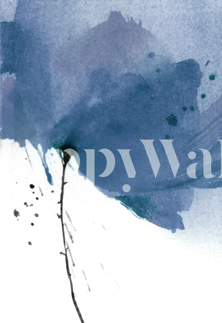 Moody Navy Watercolor tapet vist i et rum