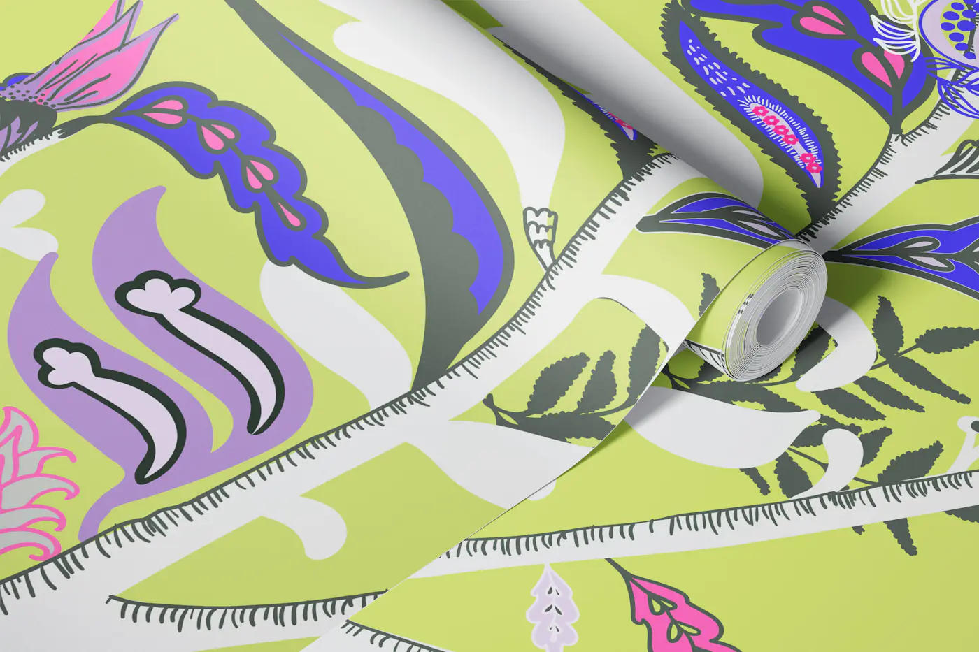 Toucans Indienne in Lime Green wallpaper roll