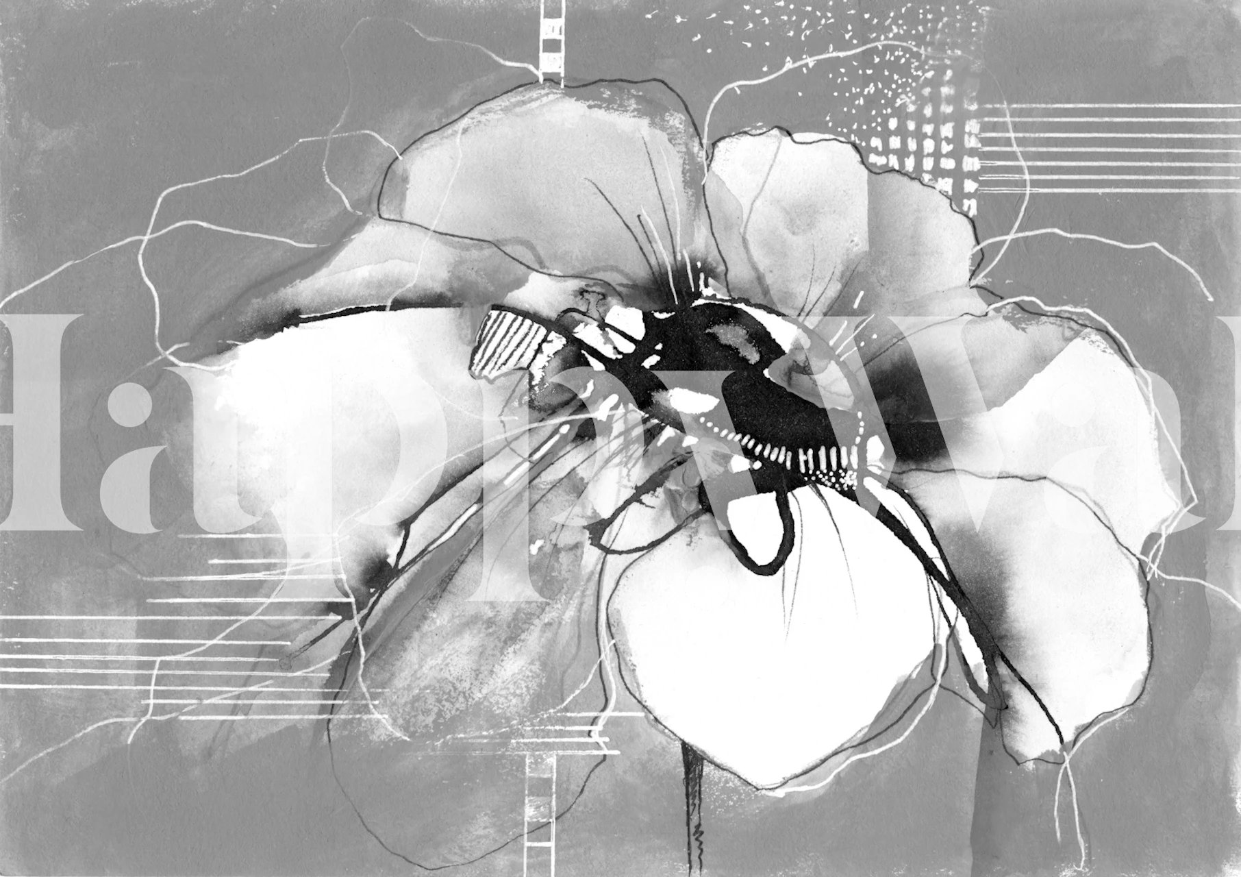 Moderne blekkblomstret tapet i et rom