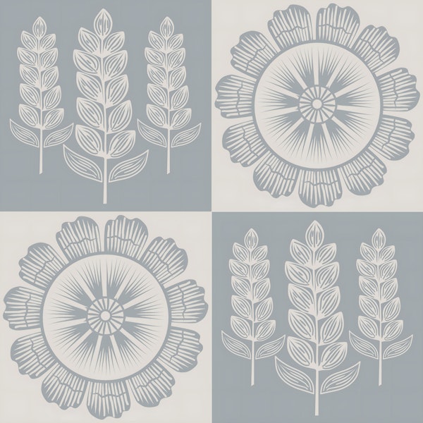 Scandi Folk Flower And Leaves