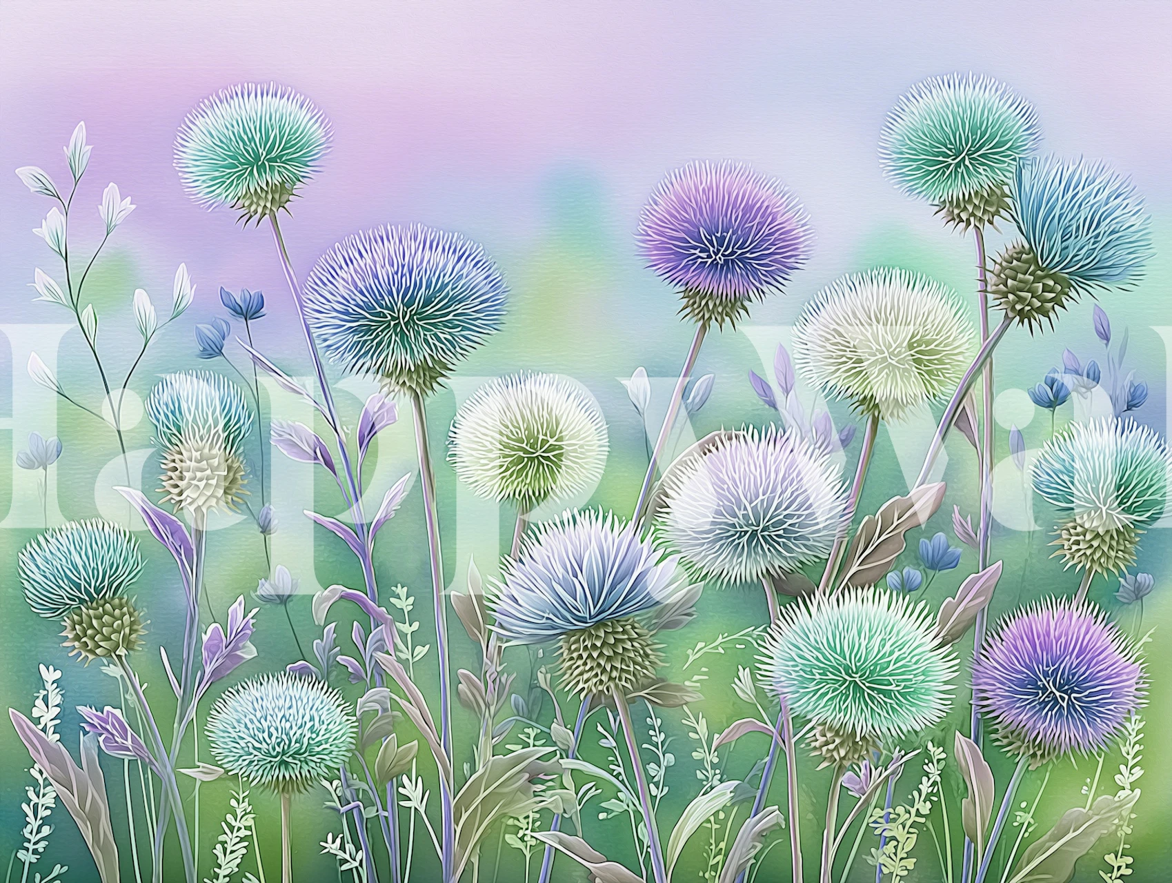 Pastel Thistle Meadow tapete