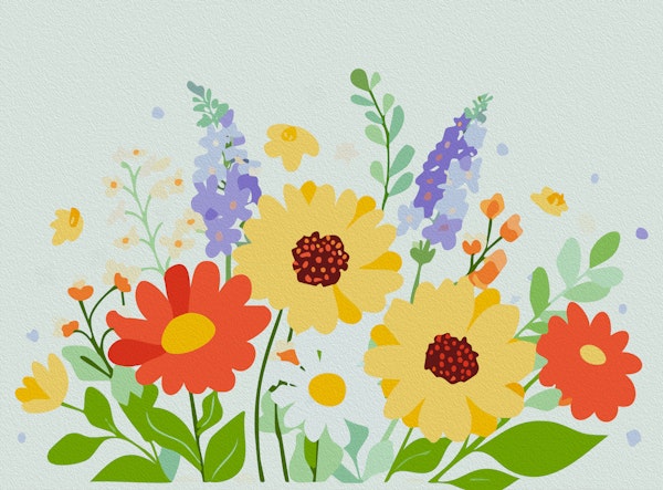 Modern Folk Flower Cluster