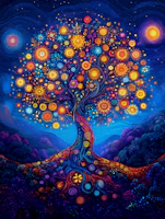 Glowing Cosmic Blossom Tree wallpaper