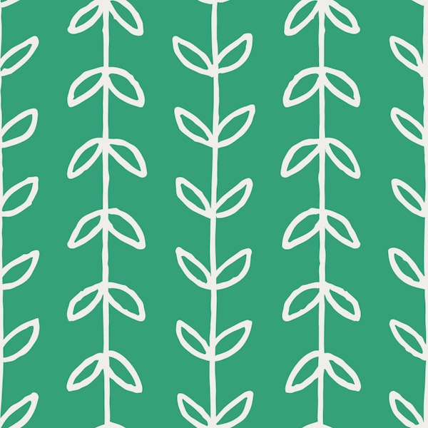 Botanical Tendril Stripes Teal Green