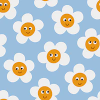 Cute Happy Daisies Blue tapet
