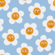 Cute Happy Daisies Blue