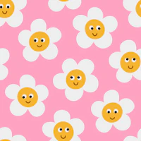 Cute Happy Daisies Pink Vibes tapet