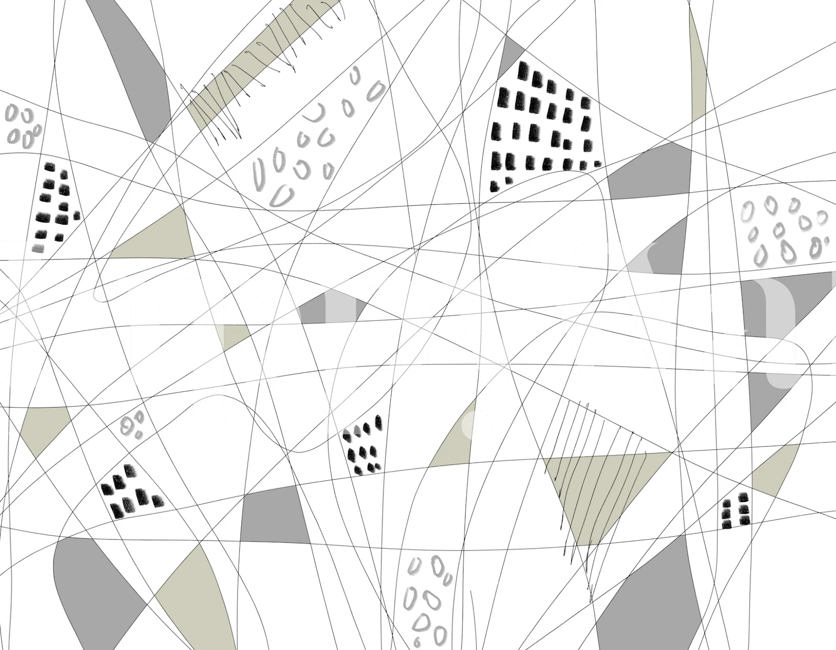 Scandinavian Doodle Geometric behang in een kamer