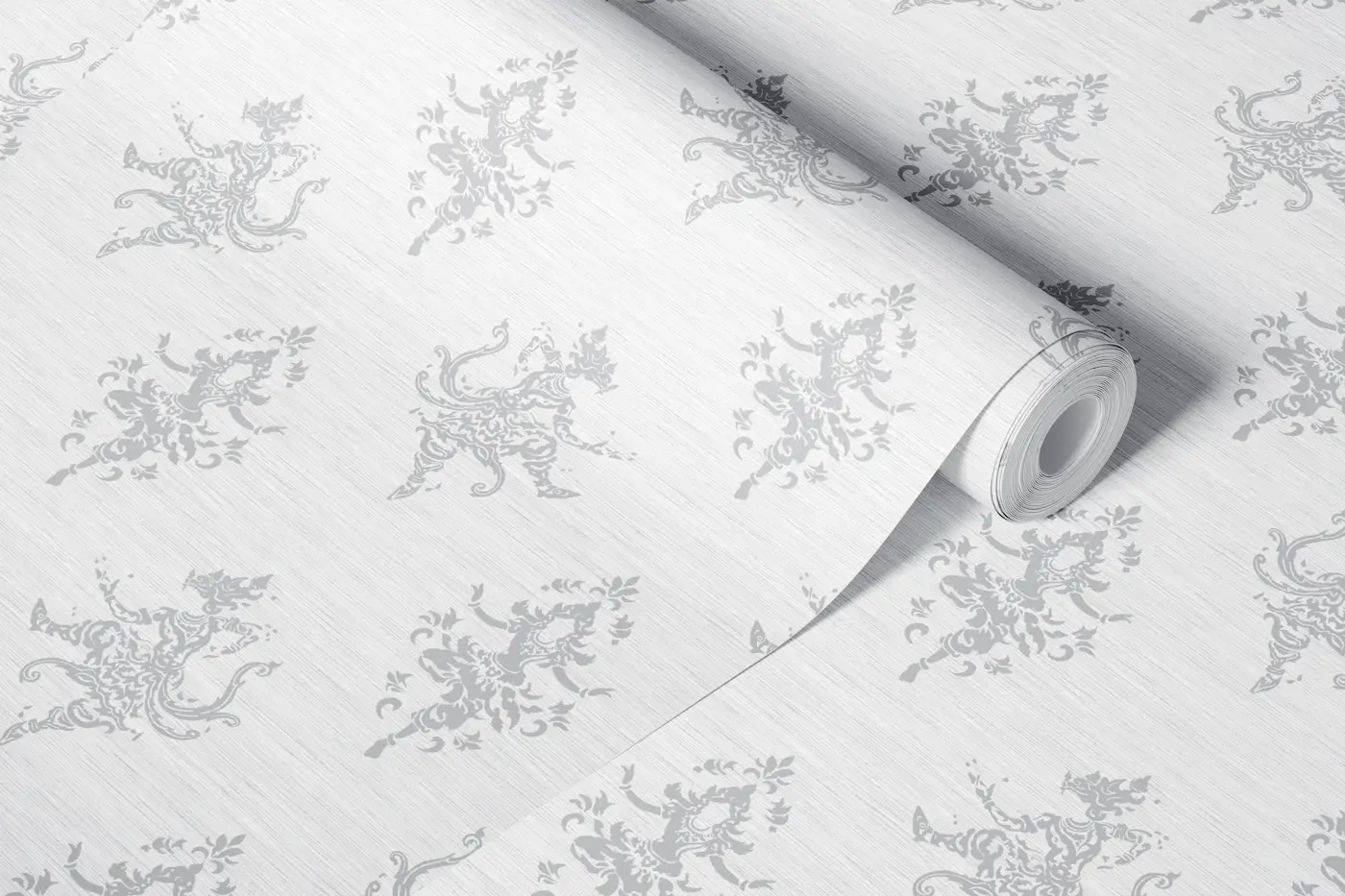 dancing Dakini on LinenTexture silver grey wallpaper roll