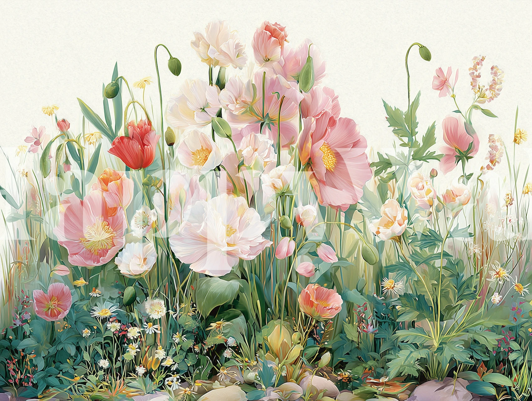 Floral wallpaper featuring pastel tones