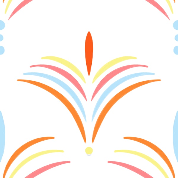 Retro Sunburst Fan Motif Pattern