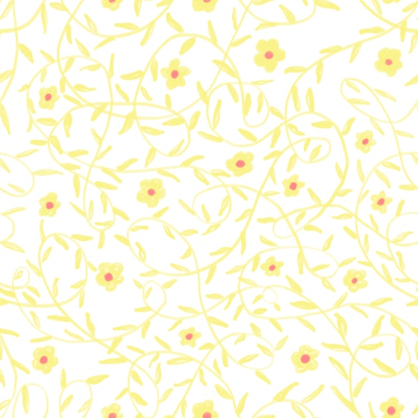 Butter Yellow Vine Floral Pattern