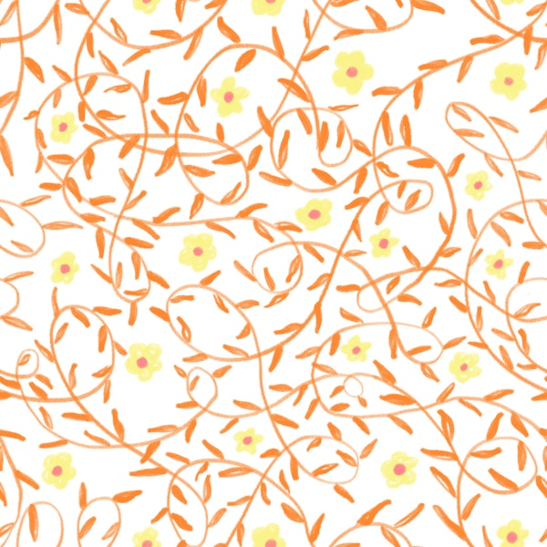Tangerine Vine Floral Pattern