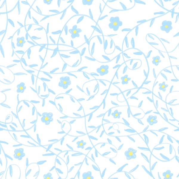 Powder Blue Vine Floral Pattern