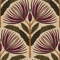 Spider Mums in Plum & Mossy Green wallpaper