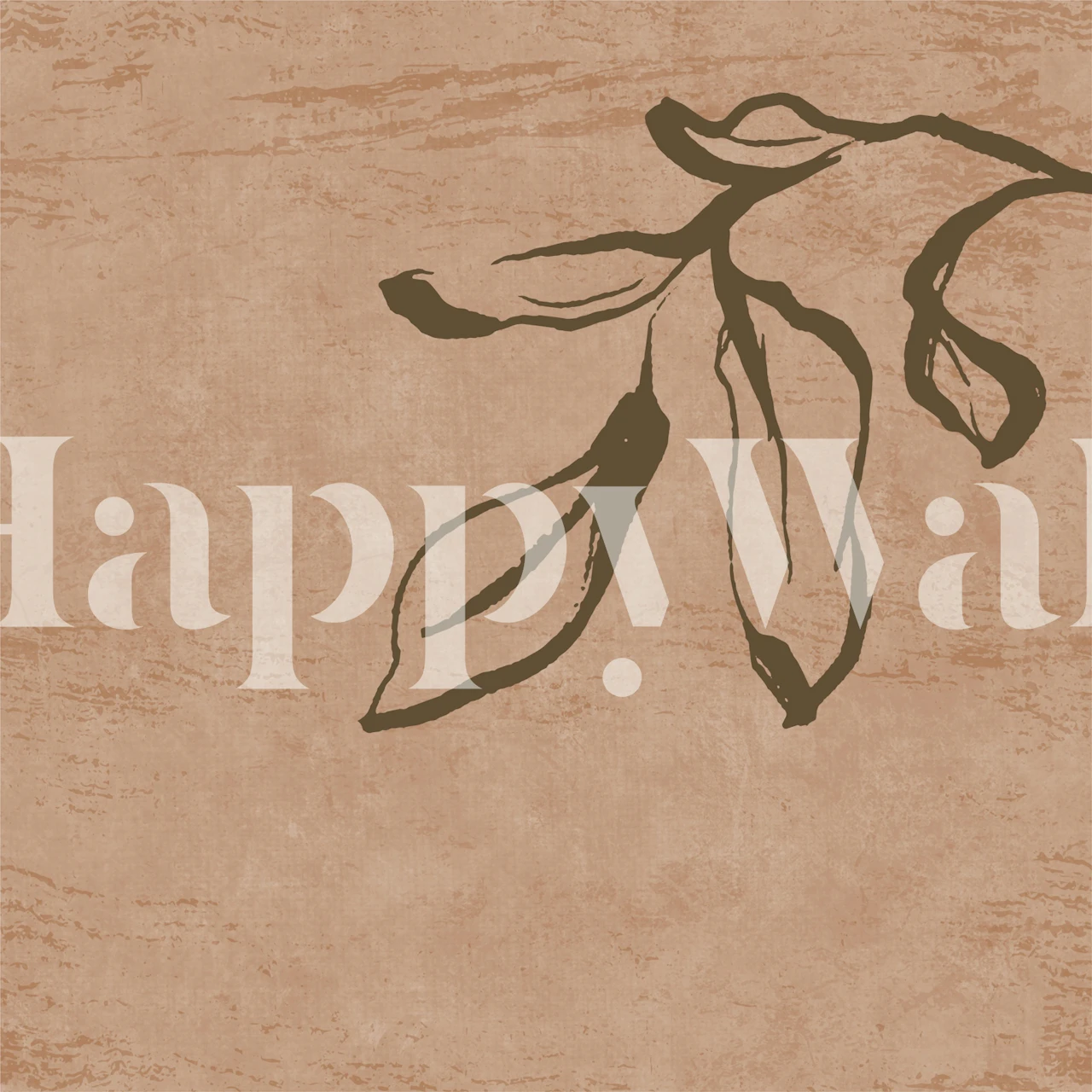 Japandi Inky Macro Leaves wallpaper in a room