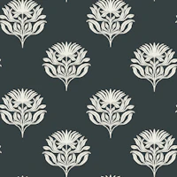 Midnight Botanical Damask tapete