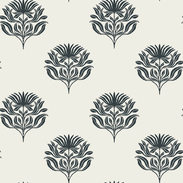 Monochrome Floral Block Print