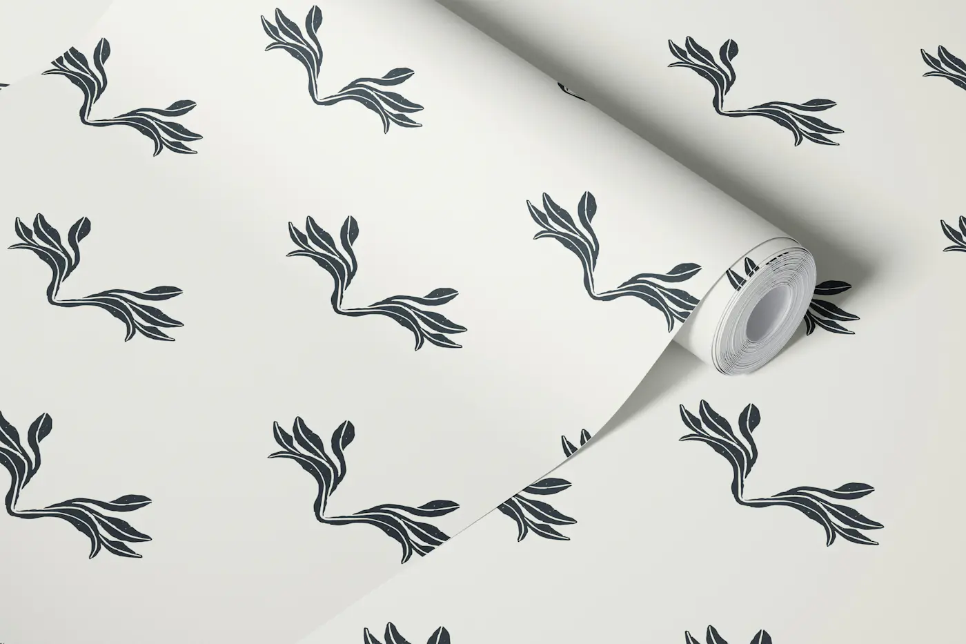 Minimal Leaf Border Monochrome wallpaper roll