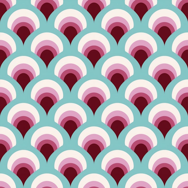 Pink Burgundy Scallop Waves