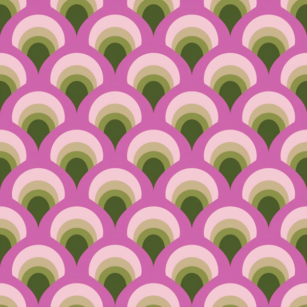 Retro Scallop Fans Pink Olive