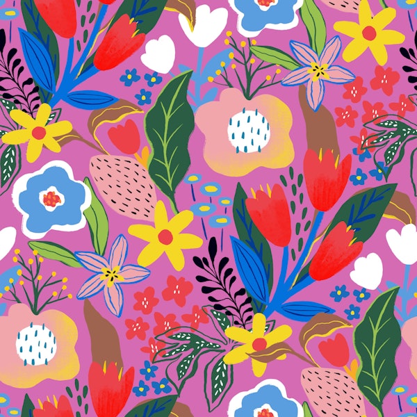 Playful Tulips and Wildflowers