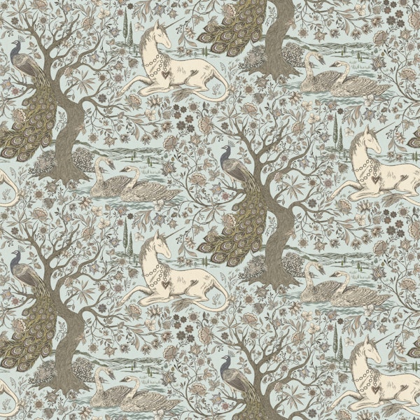 Unicorn Garden Tapestry Robins Egg Blue Small
