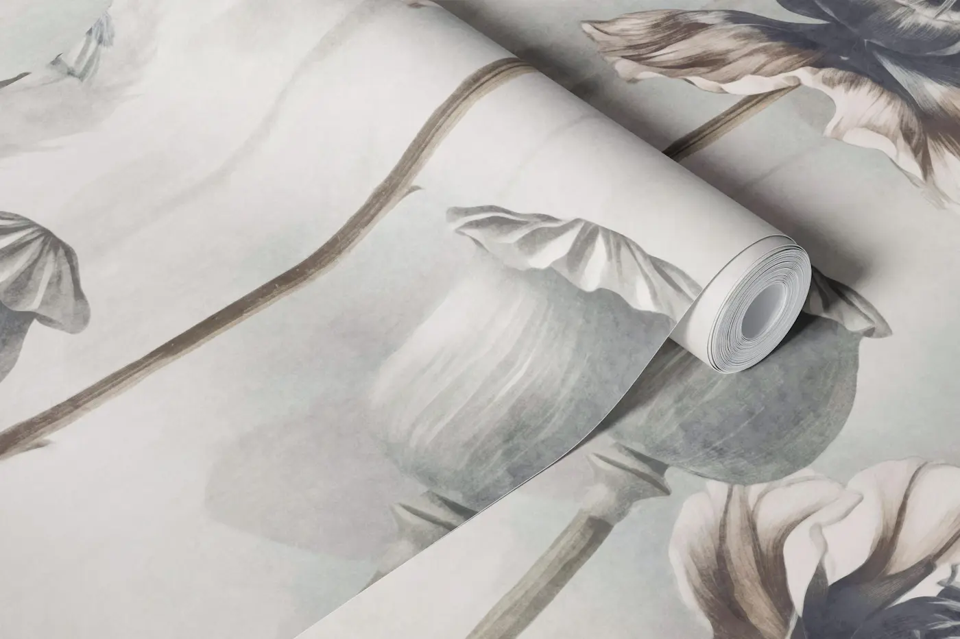 Botanical Haze Summer Meadow Ecru Beige wallpaper roll