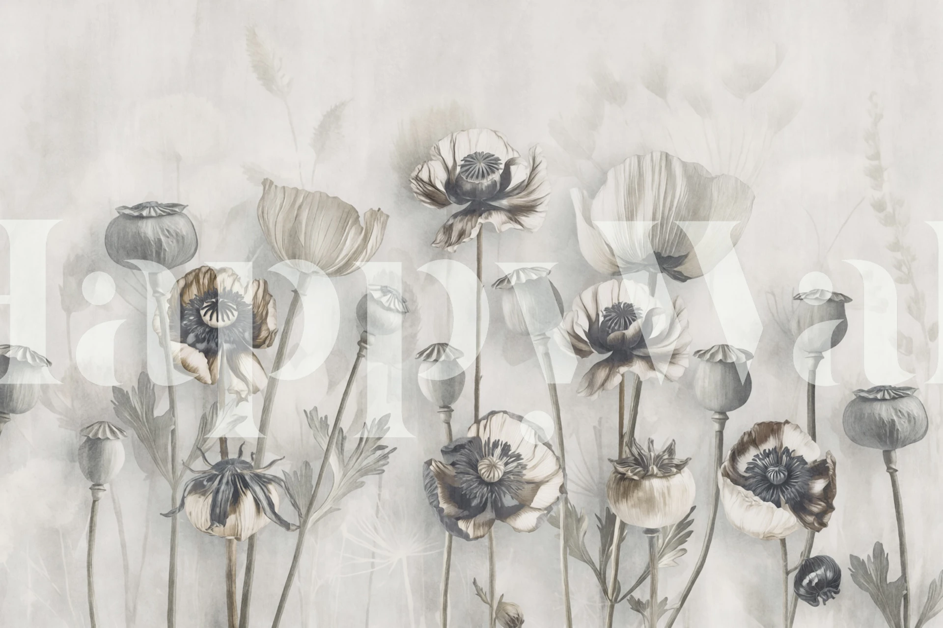 Botanical Haze Summer Meadow wallpaper in a room